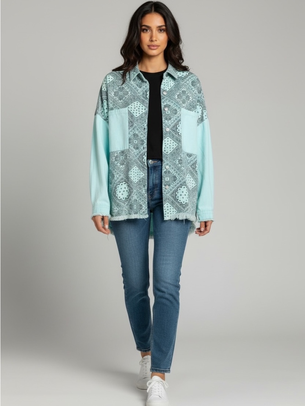 POL Mint Bandana-Trim Top